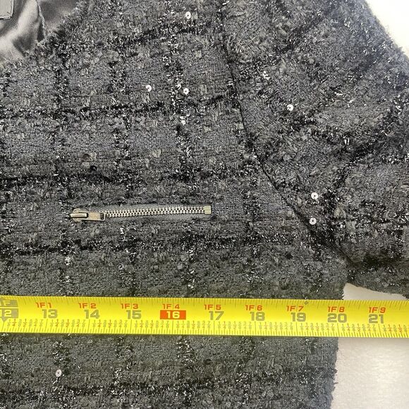 J. Crew Collection Classic Tweed Sequence Zip Jacket Black-M - Picture 3 of 9
